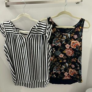 Two shirts from loft. Both size small. Both polyester material.